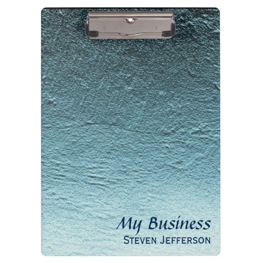 Blauwe aqua blauwgroen gradiënt aluminium betongru klembord (Voorkant)