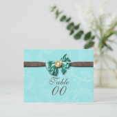 Blauwe aqua bruine gem-buisbloem briefkaart (Staand voorkant)