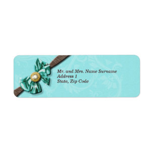 Blauwe aqua bruine gem-buisbloem etiket