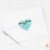 Blauwe aqua bruine gem-buisbloem hart sticker (Envelop)