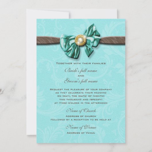 Blauwe aqua bruine gem-buisbloem kaart (Achterkant)