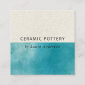 BLAUWE AQUA CERAMISCHE POTTERY GLAZED SPECKLED TEX VIERKANTE VISITEKAARTJE (Voorkant)