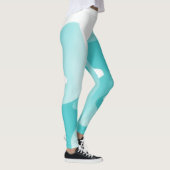 Blauwe Aqua en witte Abstracte kunst Leggings (Rechts)