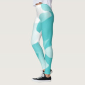 Blauwe Aqua en witte Abstracte kunst Leggings (Links)