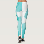 Blauwe Aqua en witte Abstracte kunst Leggings (Achterkant)