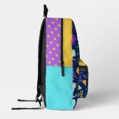 Blauwe aqua gele diamant aangepaste naam overal bedrukte rugzak (Links)