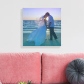 Blauwe Aqua Gradient Overlay Trouwfoto Canvas Afdruk (Insitu (Woonkamer))