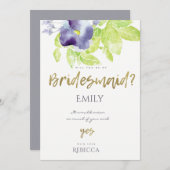 BLAUWE AQUA INKT WATERVERF FLORALE BRUIDSJUFFER KAART (Voorkant / Achterkant)