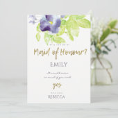 BLAUWE AQUA INKT WATERVERF FLORALE EREJUFFROUW KAART (Staand voorkant)