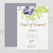 BLAUWE AQUA INKT WATERVERF FLORALE EREJUFFROUW KAART (Voorkant / Achterkant)