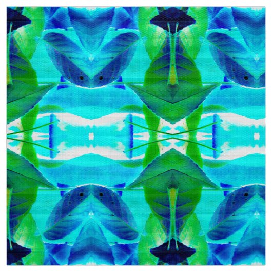 Blauwe Aqua Leaves Stof (Swatch)