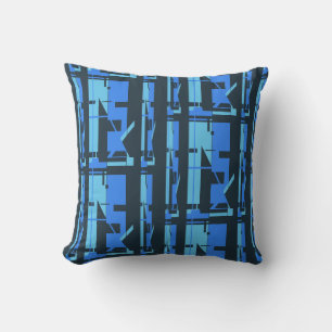 Blauwe Aqua Navy Southwest Look Tribal Art Mozaïek Kussen