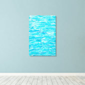 Blauwe Aqua Ocean Zee Waves Waterverf afdrukken (Insitu (Houten vloer))