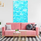 Blauwe Aqua Ocean Zee Waves Waterverf afdrukken (Insitu (Woonkamer))