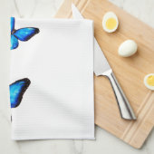 Blauwe aqua vlinder waterverf Keukenhanddoeken (Quarter Fold)