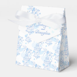 Blauwe aqua vogel genaamd bruiloft gunst tent box bedankdoosjes