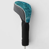 Blauwe aqua Water Patroon oceaan golven monogram Golfheadcover (Schuin)