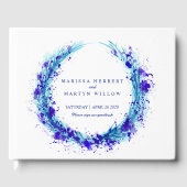 Blauwe aqua waterverf gras bruiloft gastboek gastenboek (Voorkant)