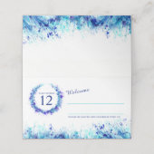 Blauwe aqua waterverf gras trouwplaats kaarten plaatskaartje (Buitenkant ongevouwen)