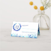 Blauwe aqua waterverf gras trouwplaats kaarten plaatskaartje (Voorkant)