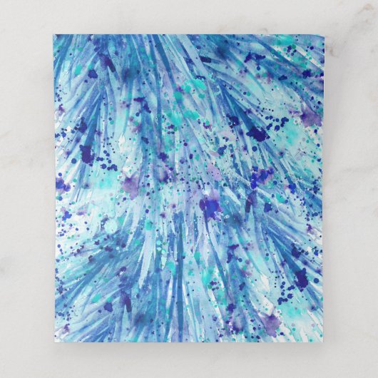 Blauwe aqua waterverf gras trouwplaats kaarten plaatskaartje (Binnenkant ongevouwen)