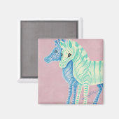 Blauwe & Aqua Zebras Magneet (Voorkant / Achterkant)