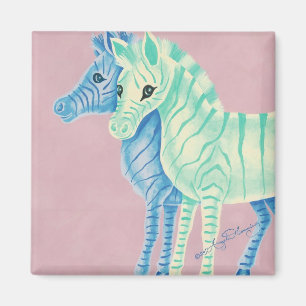 Blauwe & Aqua Zebras Magneet