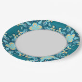 Blauwe aquamarine Floral mandala Papieren Bordje (Gekanteld)