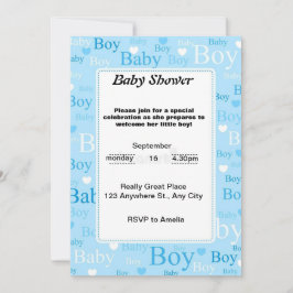 blauwe aquarel babyshower uitnodiging