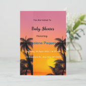 blauwe aquarel babyshower uitnodiging (Staand voorkant)