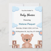 blauwe aquarel babyshower uitnodiging (Voorkant)