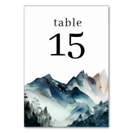 Blauwe Aquarel Berg Tafel Nummer Kaart