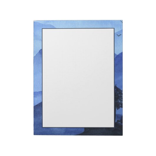 Blauwe aquarel bergen notitieblok (Linkerzijde)