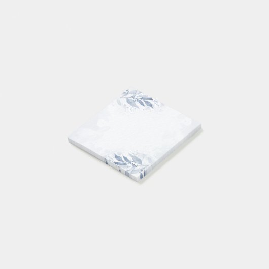 Blauwe Aquarel Bladeren Bloemen Botanische Bruilof Post-it® Notes (Schuin)