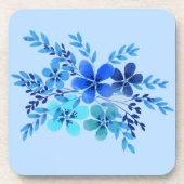 Blauwe aquarel bloem bier onderzetter (Voorkant)