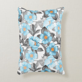 Blauwe Aquarel Bloem - Botanische Bloemstukken Accent Kussen