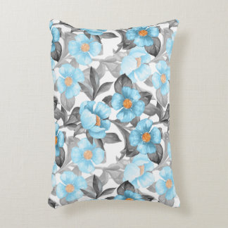 Blauwe Aquarel Bloem - Botanische Bloemstukken Accent Kussen