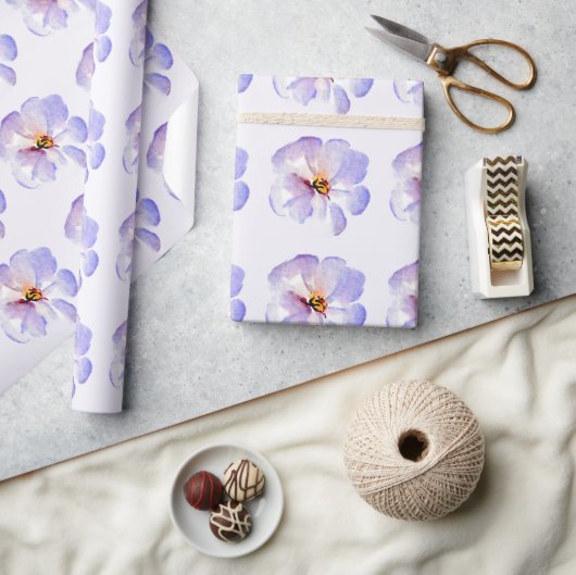 Blauwe aquarel bloem cadeaupapier (Crafts)