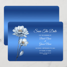 Blauwe Aquarel Bloemen Bewaar De Datum Save The Date