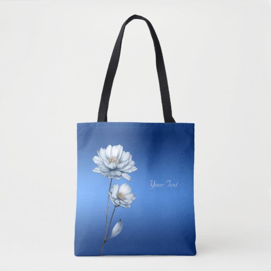 Blauwe Aquarel Bloemen Boodschappentas Tote Bag (Voorkant)