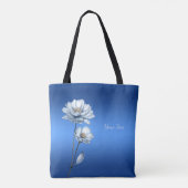 Blauwe Aquarel Bloemen Boodschappentas Tote Bag (Achterkant)