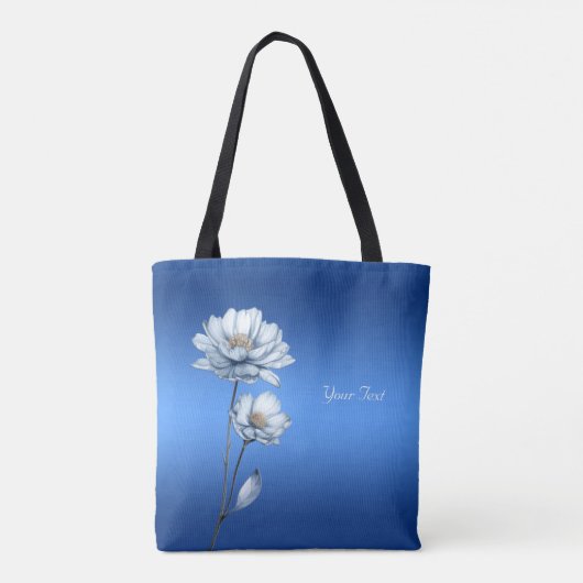 Blauwe Aquarel Bloemen Boodschappentas Tote Bag (Achterkant)