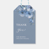 Blauwe Aquarel Bloemen Bruiloft Bedankt Cadeaulabel (Achterkant)