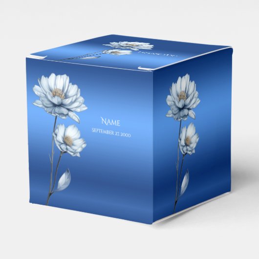 Blauwe Aquarel Bloemen Favor Doos Bedankdoosjes (Voorkant Zijde)