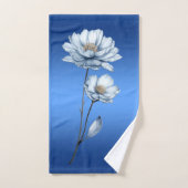 Blauwe Aquarel Bloemen Handdoeken Set (Handdoek)
