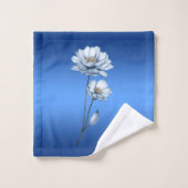 Blauwe Aquarel Bloemen Handdoeken Set (Wasdoekje)