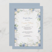 Blauwe Aquarel Bloemen Kaart (Voorkant / Achterkant)