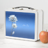Blauwe Aquarel Bloemen Lunchbox (In situ)