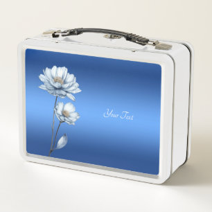 Blauwe Aquarel Bloemen Lunchbox