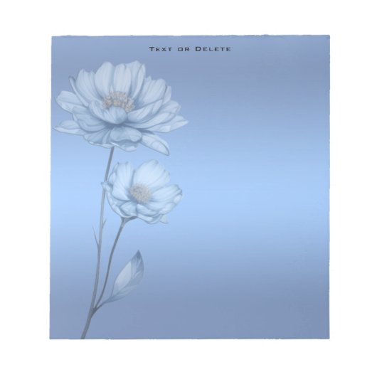 Blauwe Aquarel Bloemen Notitieblok (Voorkant)